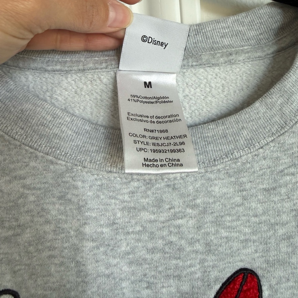 Disney Gray Sweatshirt with Minnie Mouse Design Size Medium - Picture 4 of 5